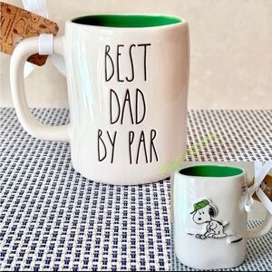 Peanuts & Rae Dunn BEST DAD BY PAR Double Sided Snoopy Golfer Mug NEW!